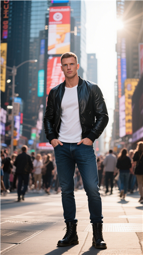 欧美街头时尚硬汉帅哥摄影图片